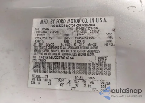 2002 Mazda B3000 Ds from USA, damaged, VIN 4F4YR16U22TM16164